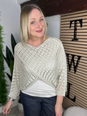 Twist Front Diamond Crochet Top - Mocha