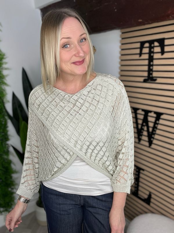 Twist Front Diamond Crochet Top - Mocha