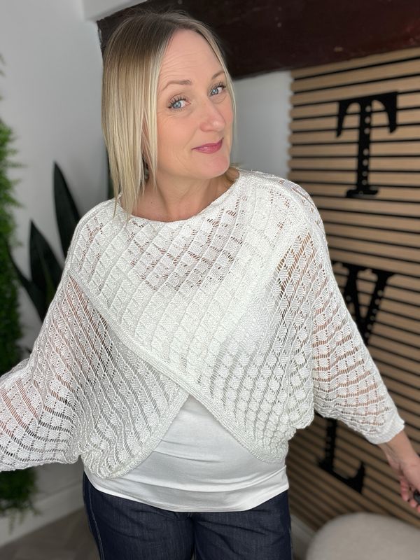 Twist Front Diamond Crochet Top - Off White