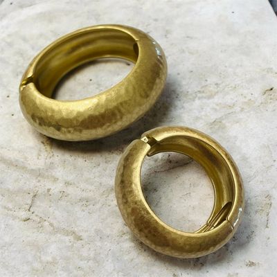 Chunky Bangle - Matt Hammered Gold