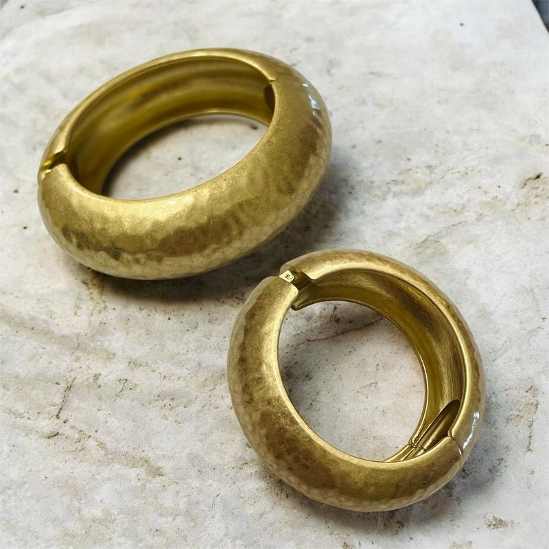Chunky Bangle - Matt Hammered Gold