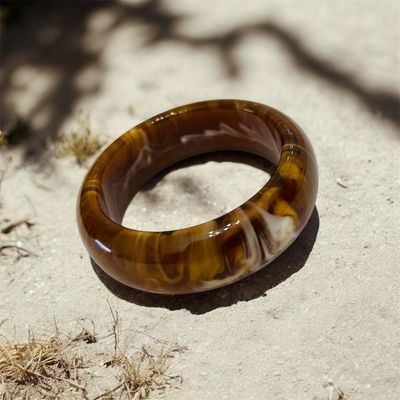 Marble Effect Chunky Bangle - Chocolate Browns