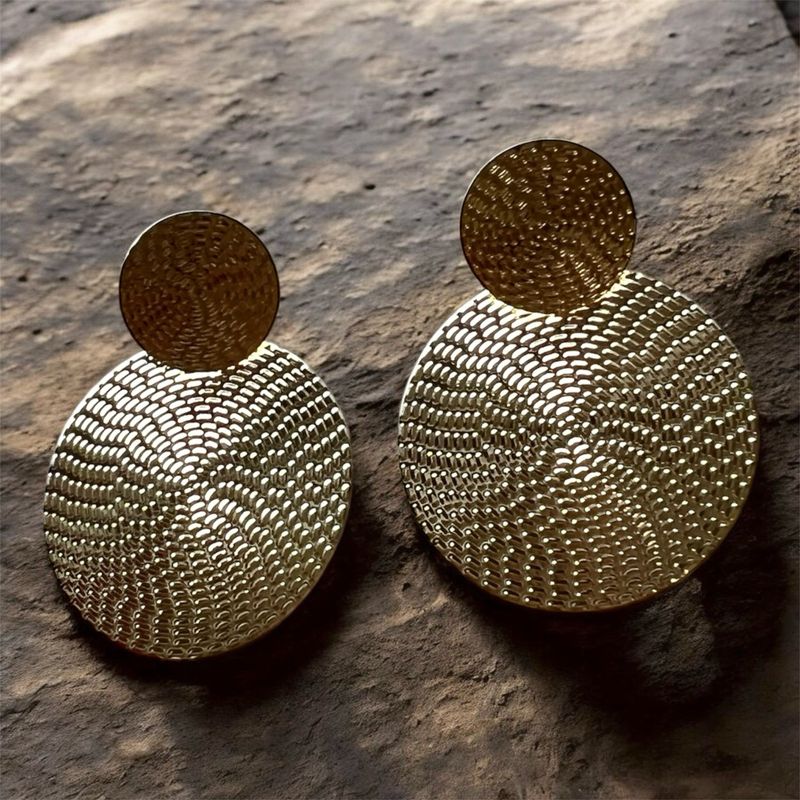 Large Disc Stud Earrings- Gold