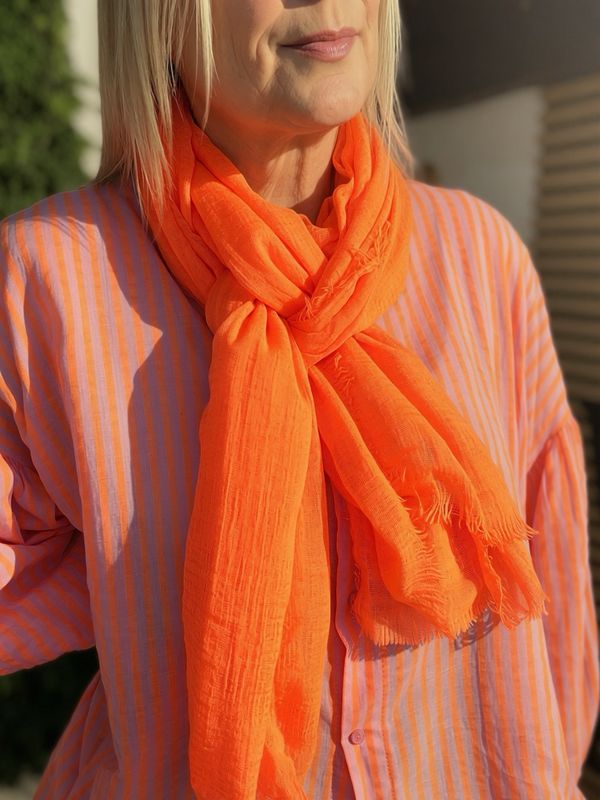 Summer Waffle Scarf - Neon Orange