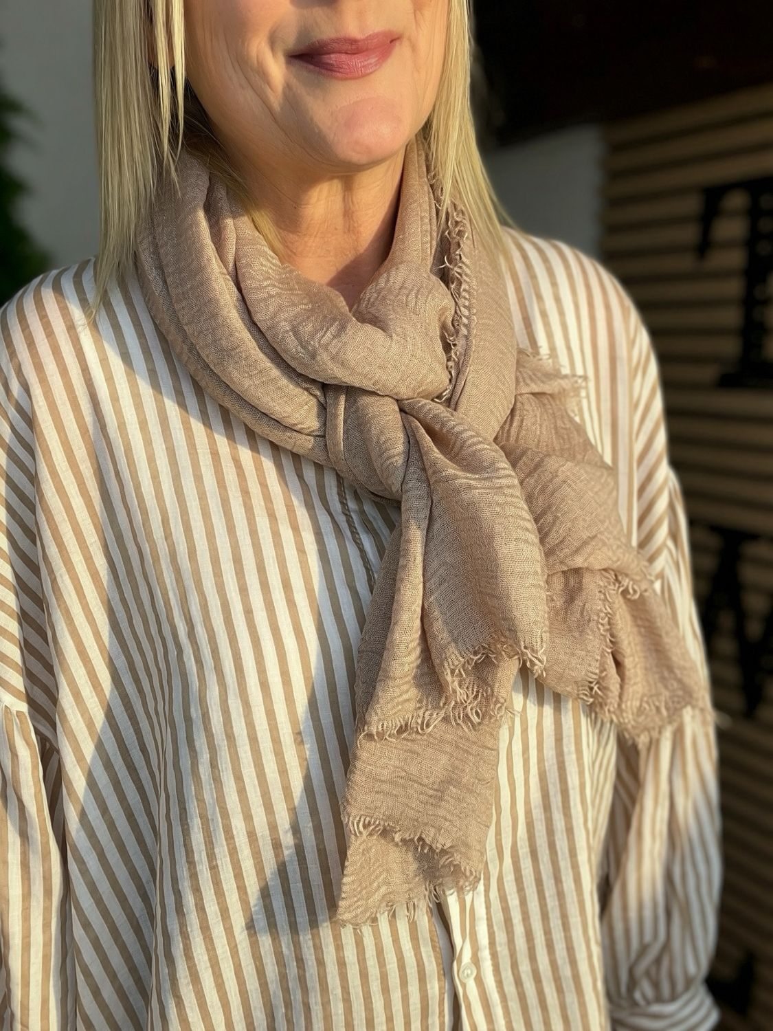 Summer Waffle Scarf - Taupe