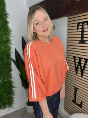 Scuba Short Sleeve Sweatshirt Top - Orange