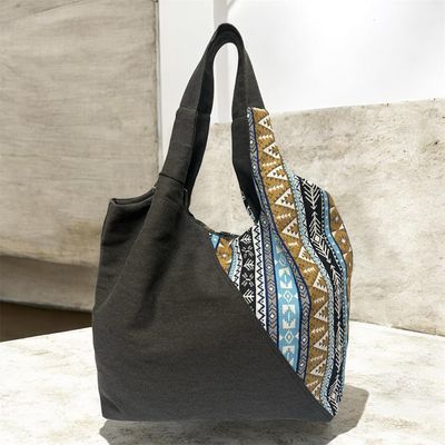 Canvas Large Tote Bag - Black & Blue