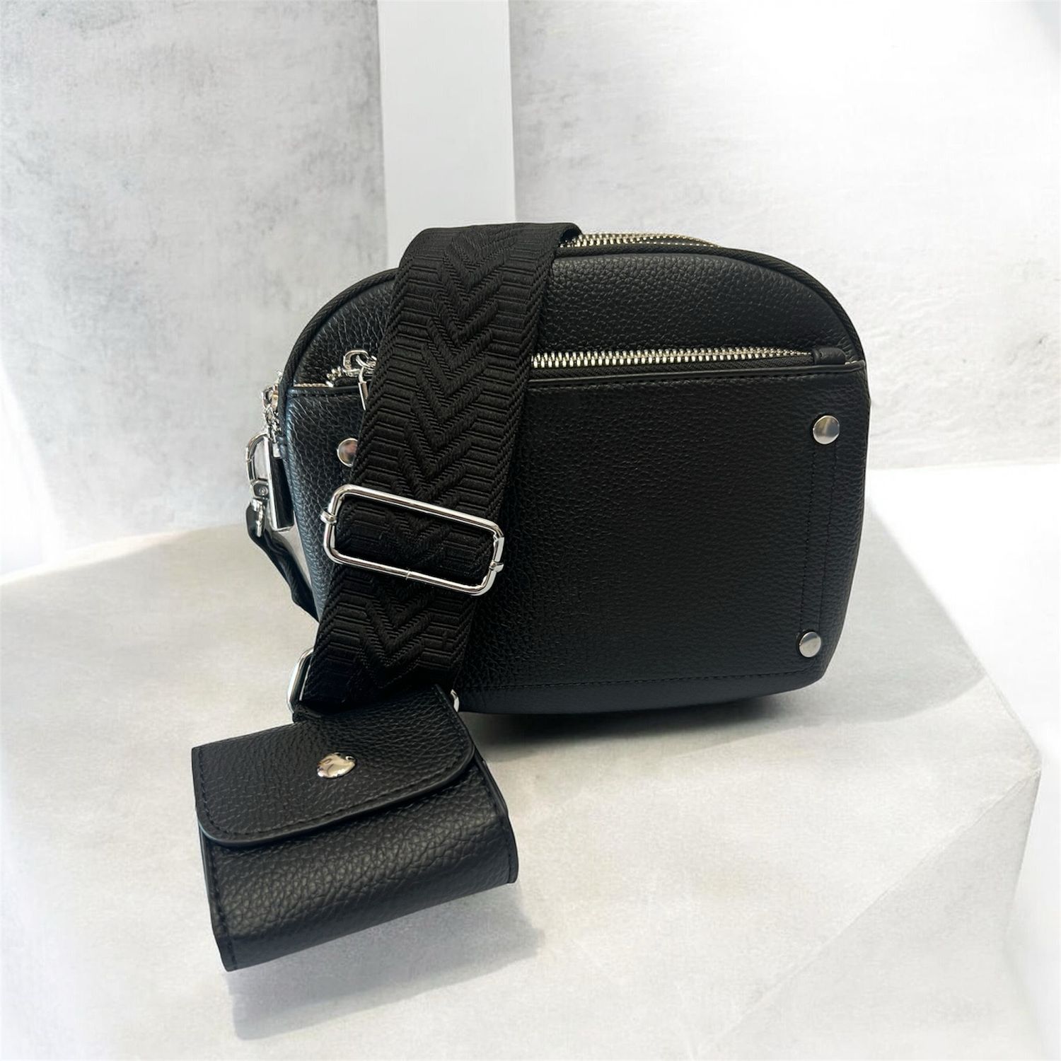 Camara Bag 3 Zip & Small Purse - Black