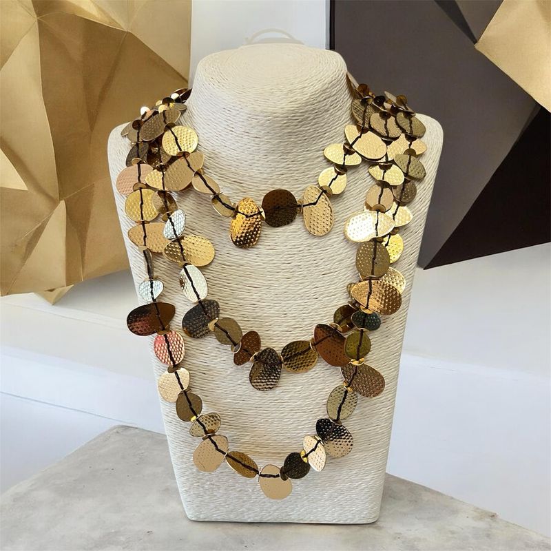 3 Strand Necklace Gold Disc