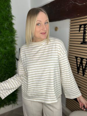 Long Sleeve Box Fit Top - Stone Mix