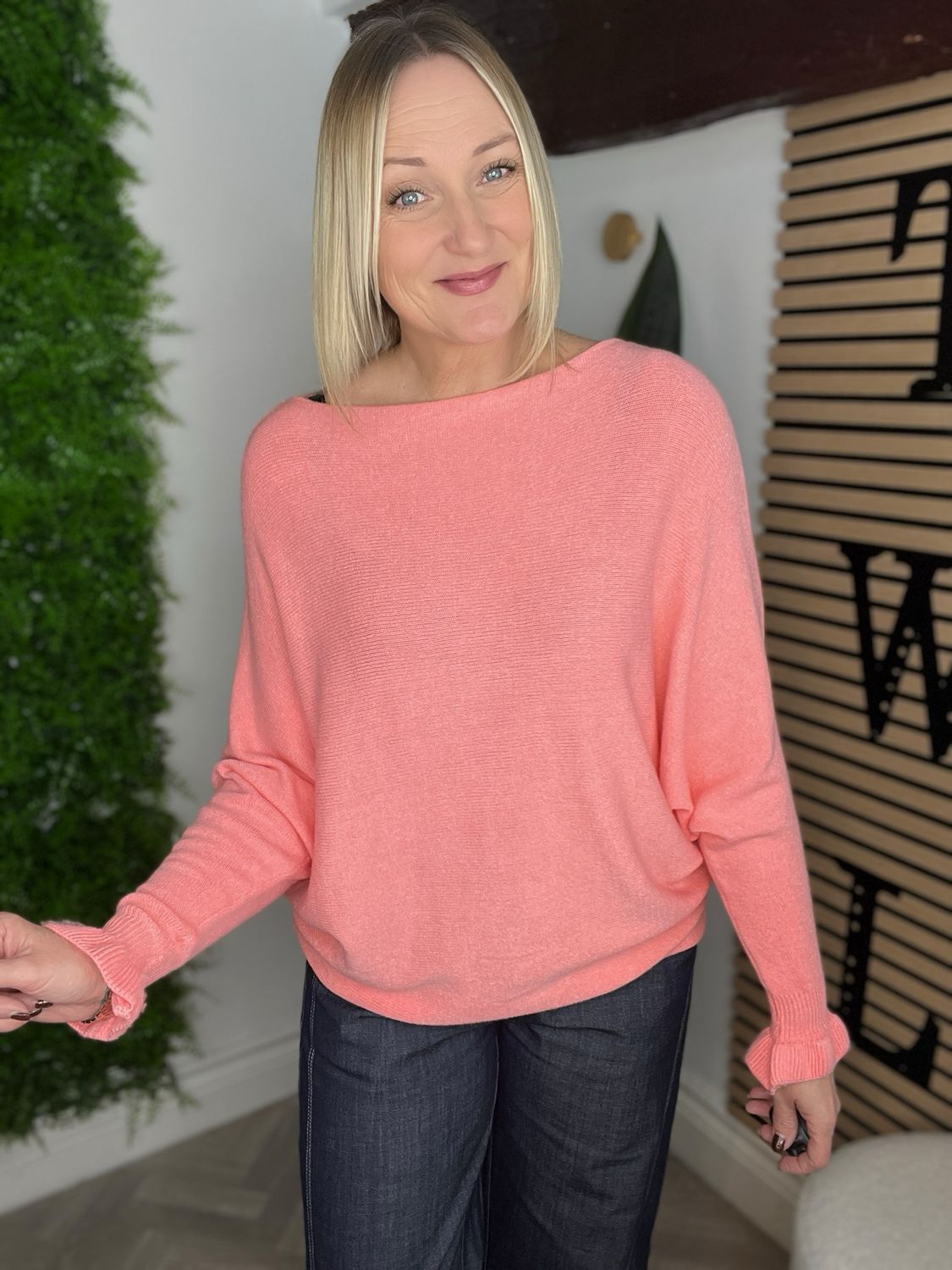 Battersea Frill Sleeve Jumper - Soft Coral