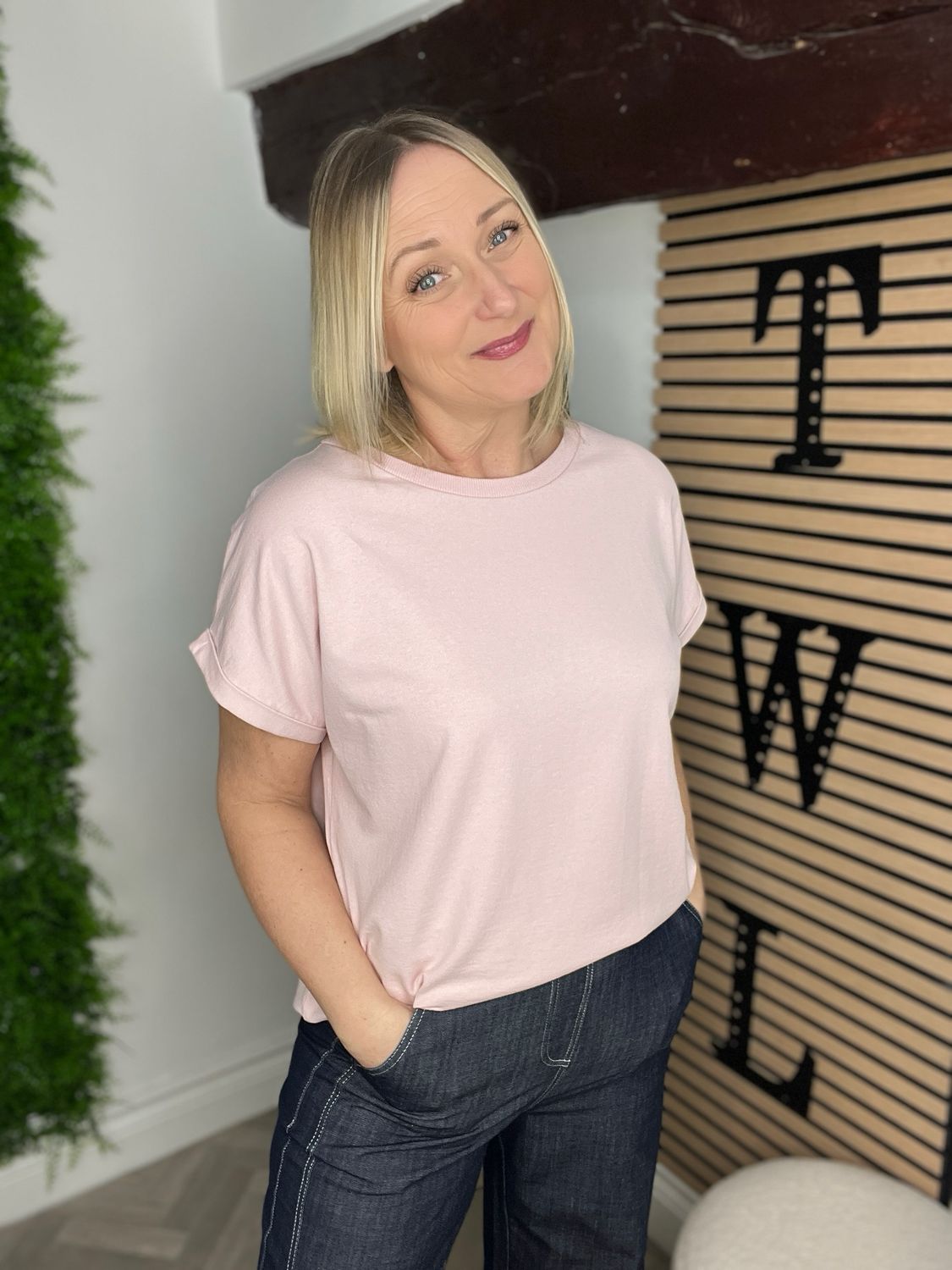 Capped Sleeve Tee - Rose Pink