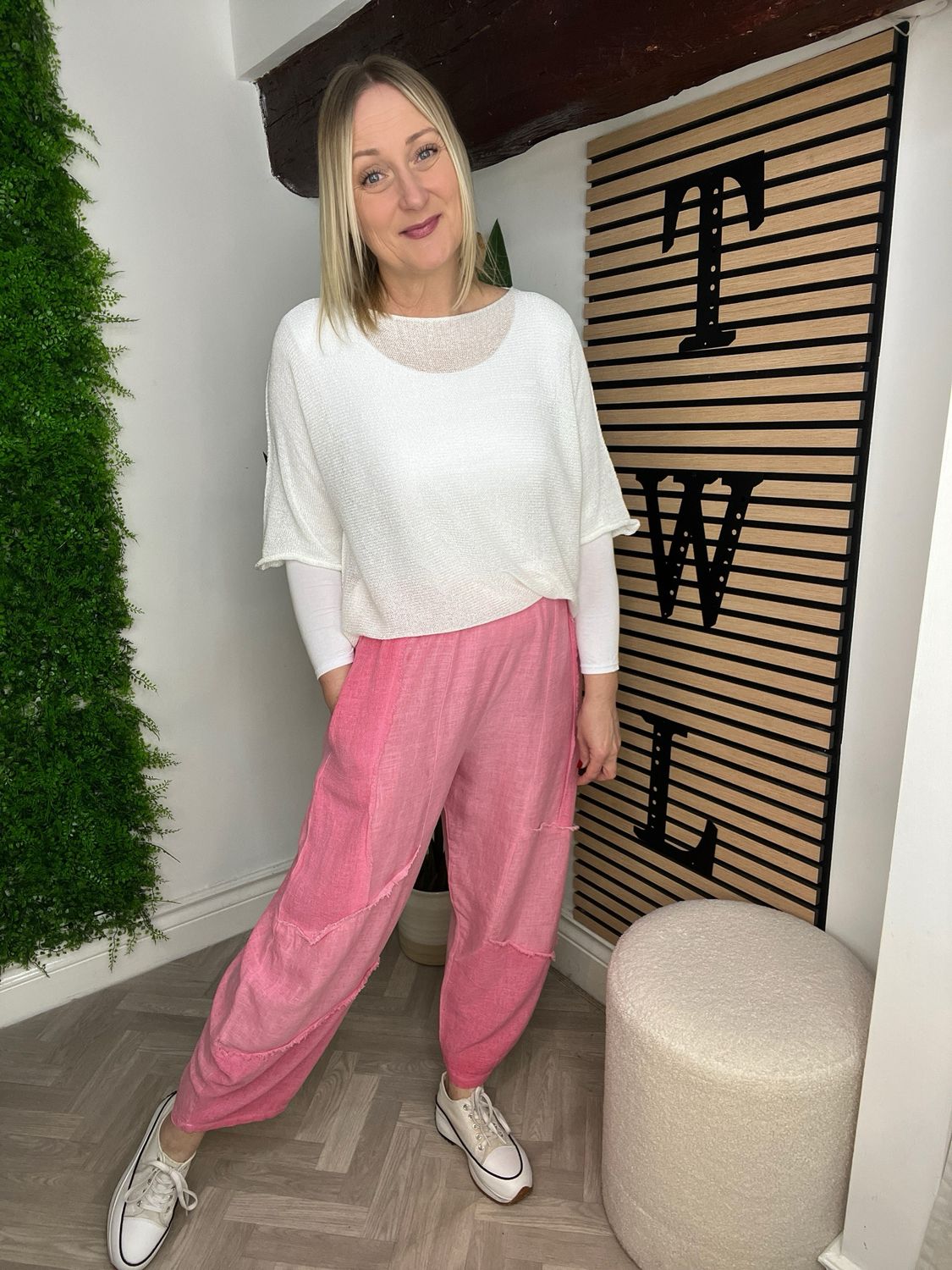 Cocoon Linen Blend Trousers - Coral