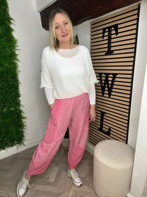 Cocoon Linen Blend Trousers - Coral