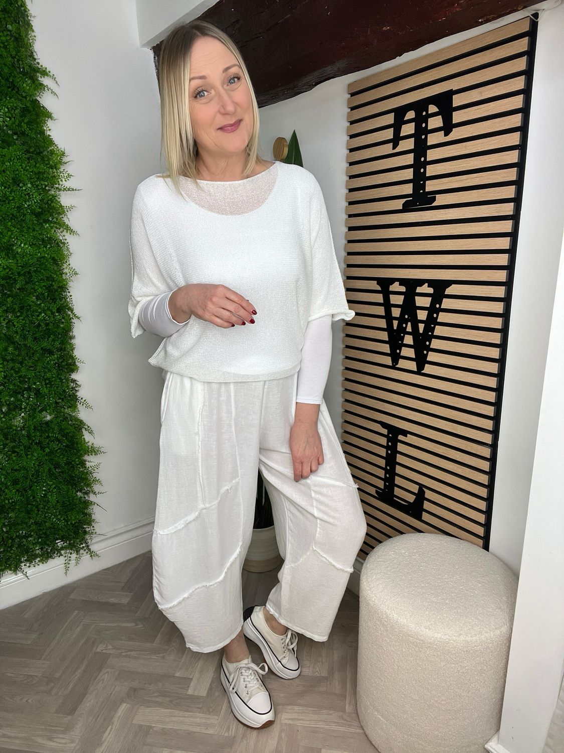 Cocoon Linen Blend Trousers - White