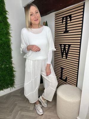 Cocoon Linen Blend Trousers - White
