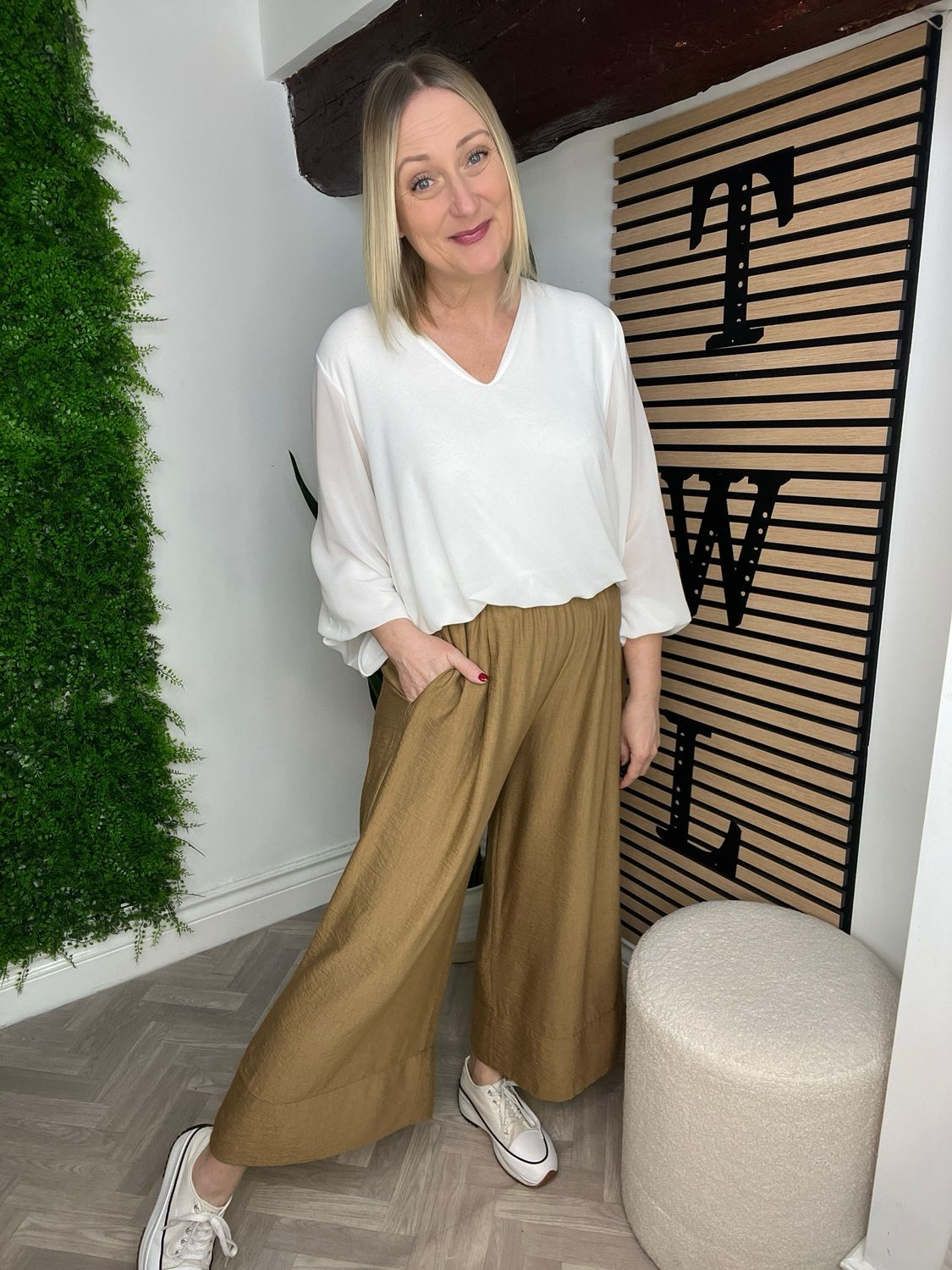 Wide Leg Summer Trouser - Camel