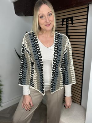 Edge To Edge Crochet Cardigan - Black Mix Edge To Edge Crochet Cardigan - Black Mix