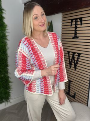 Edge To Edge Crochet Cardigan - Coral Mix