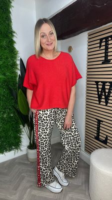 Animal Tuxedo Stripe Trouser - Red