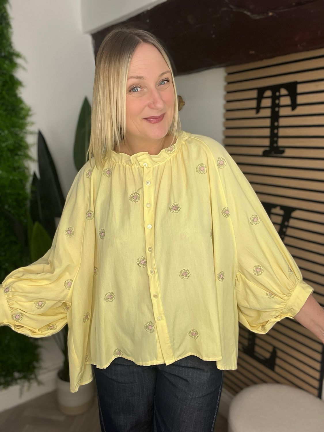 Daisy Frill Detail Shirt - Yellow