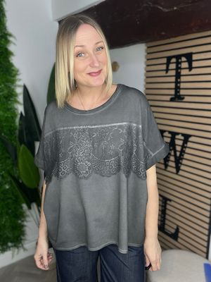 Lace Front Detailed Shop - Black