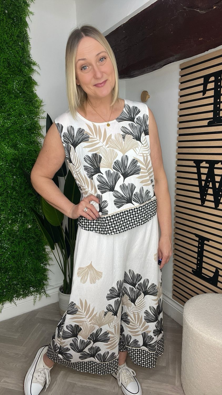 2 Piece Co Ord Set - White & Black