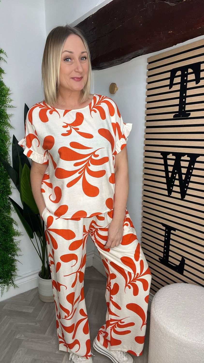 Co-ord Set Abstract - Papaya