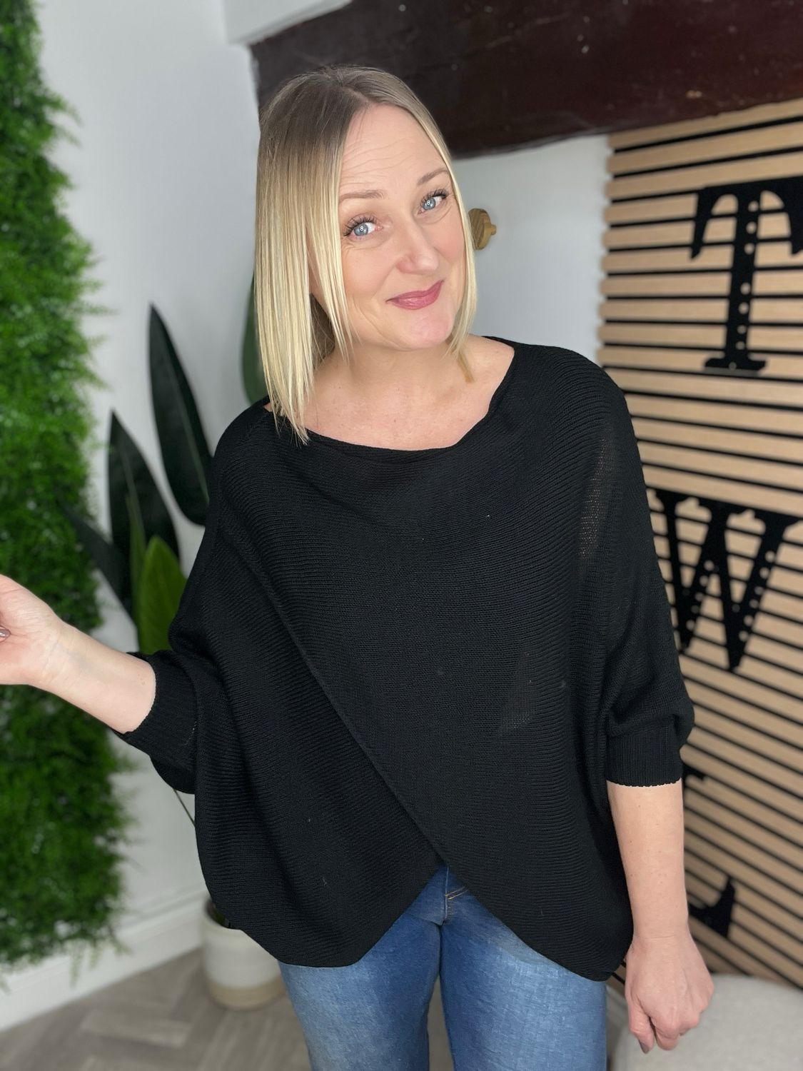 Cross Front Jumper Reversible - Black