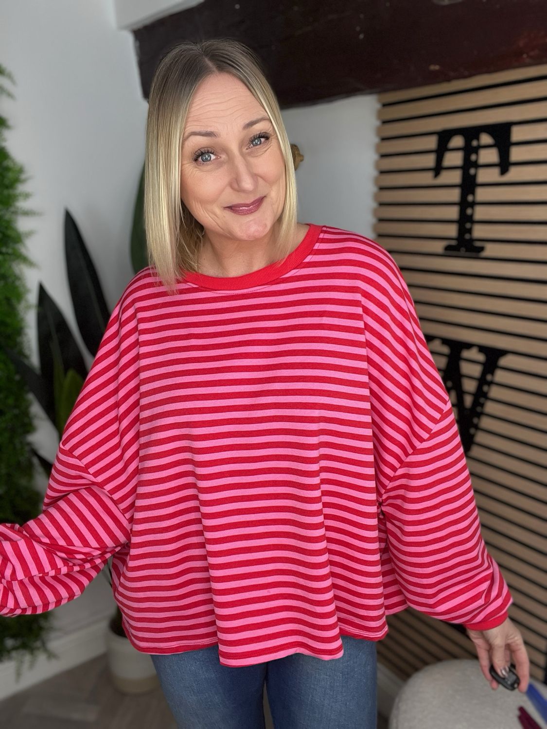 Stripe Long Sleeve Top - Red