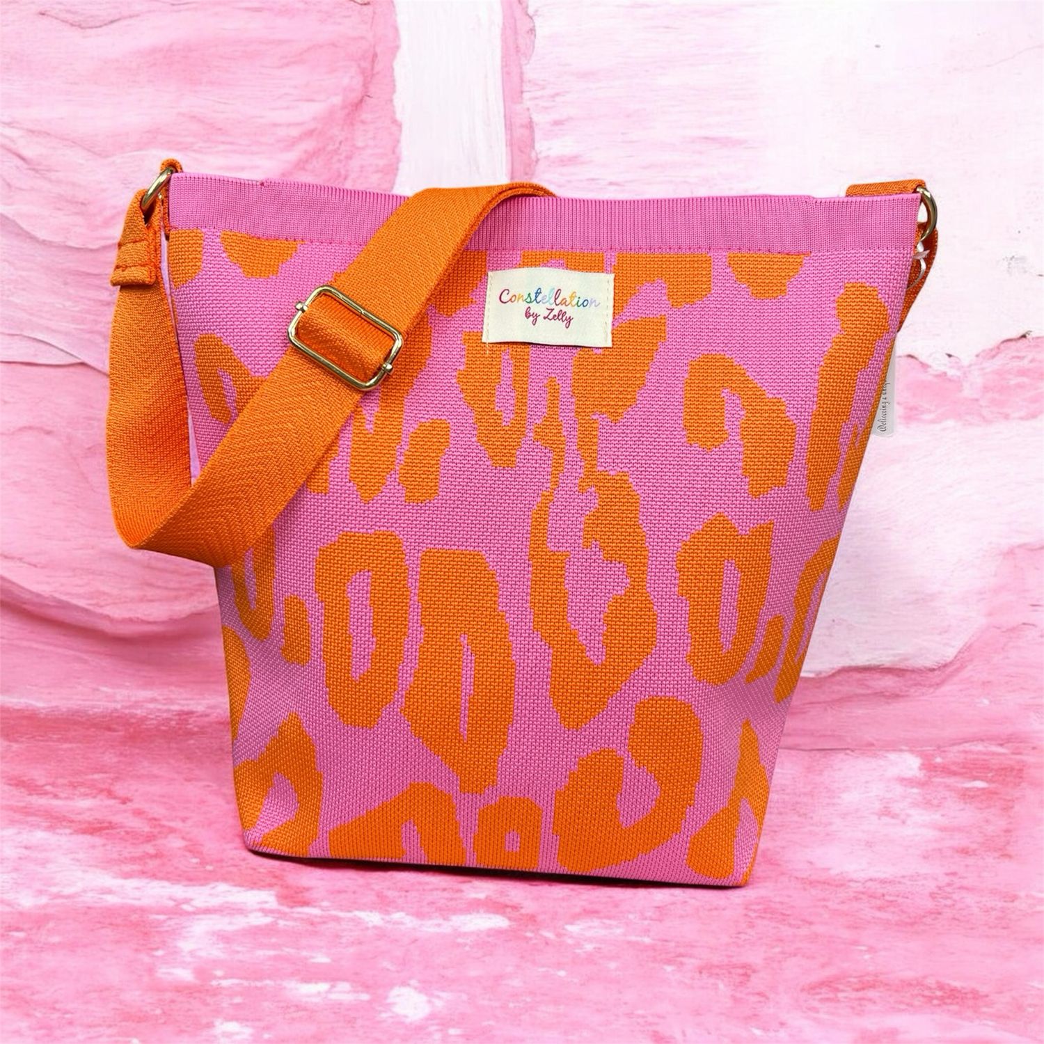 Bucket Crossbody Bag - Orange & Pink