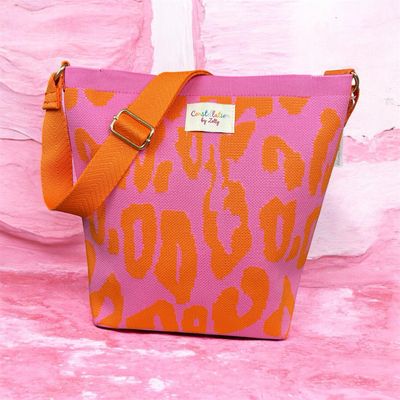 Bucket Crossbody Bag - Orange & Pink