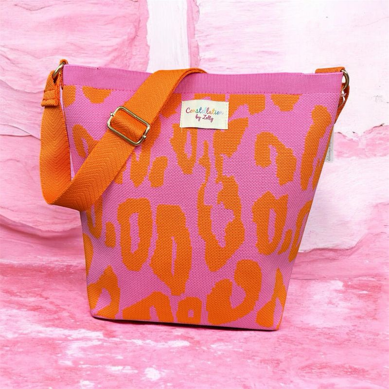 Bucket Crossbody Bag - Orange & Pink