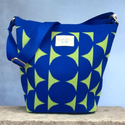 Bucket Crossbody Bag - Blue & Lime