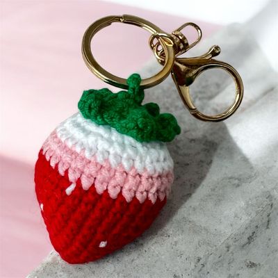 Crochet Knitted Keyring - Strawberry