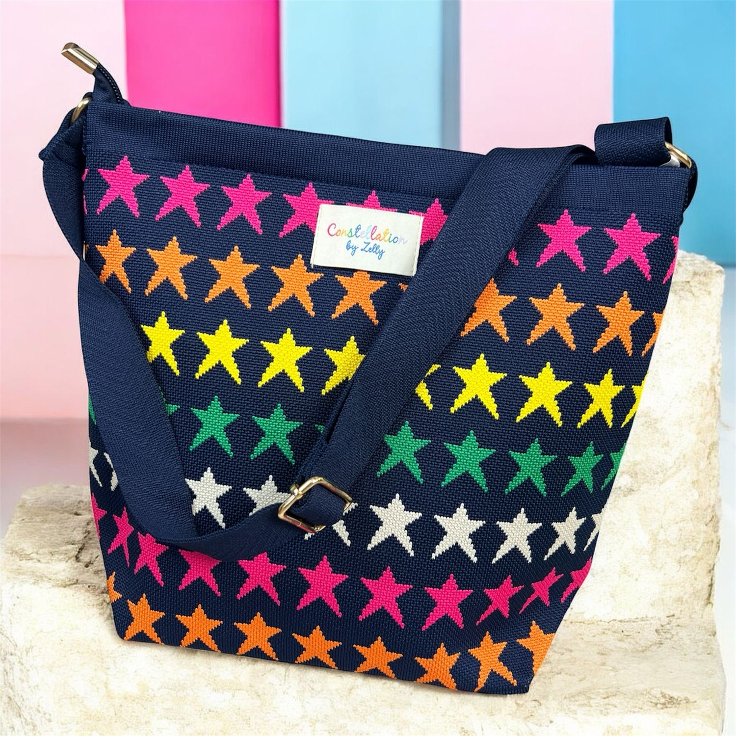 Bucket Crossbody Bag - Star Navy