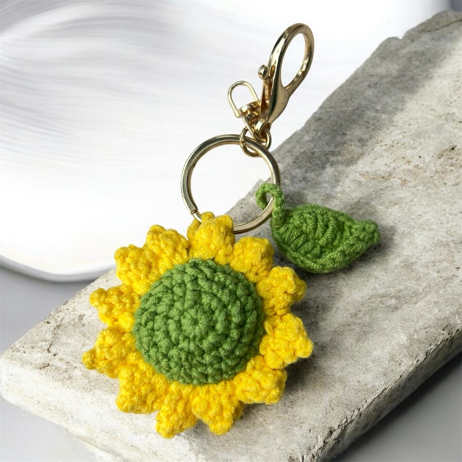 Crochet Knitted Keyring - Sunflower