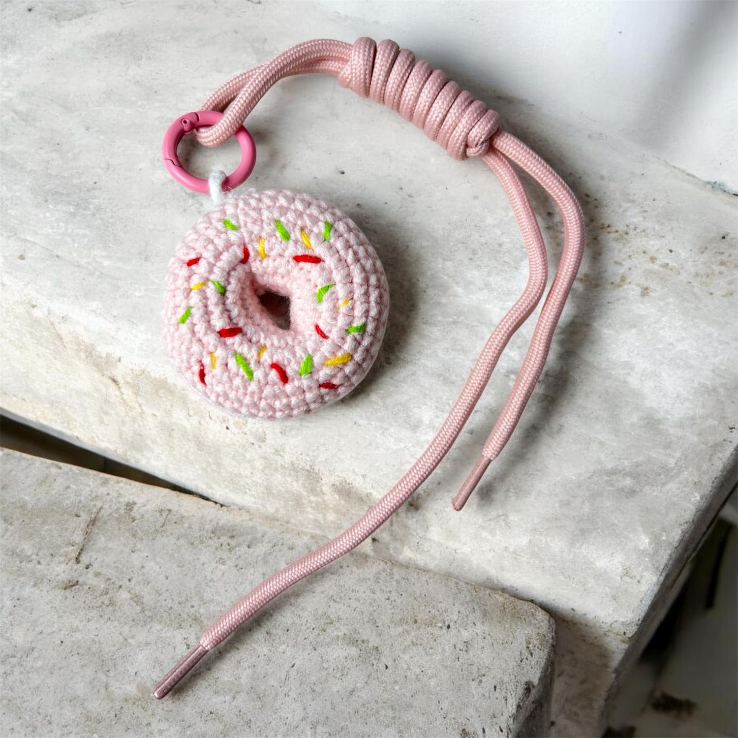 Crochet Knitted Keyring - Doughnut