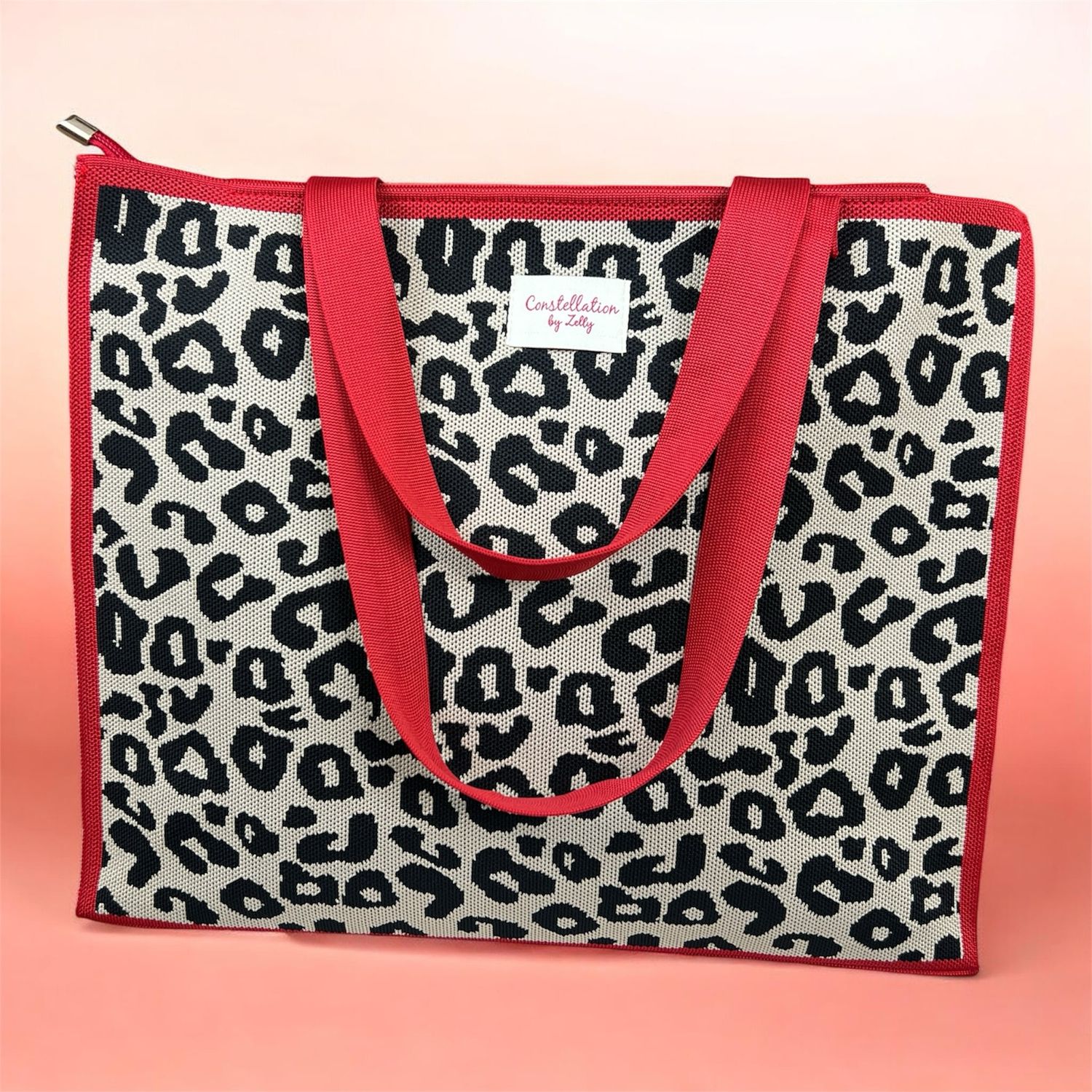 Leopard Large Tote Bag - Red Trim