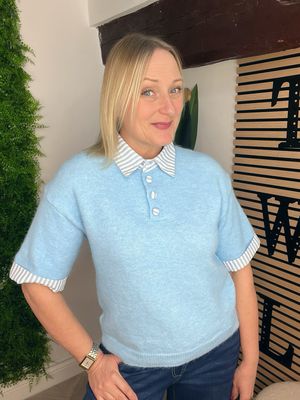 Short Sleeve Spring Jumper - Light Bue