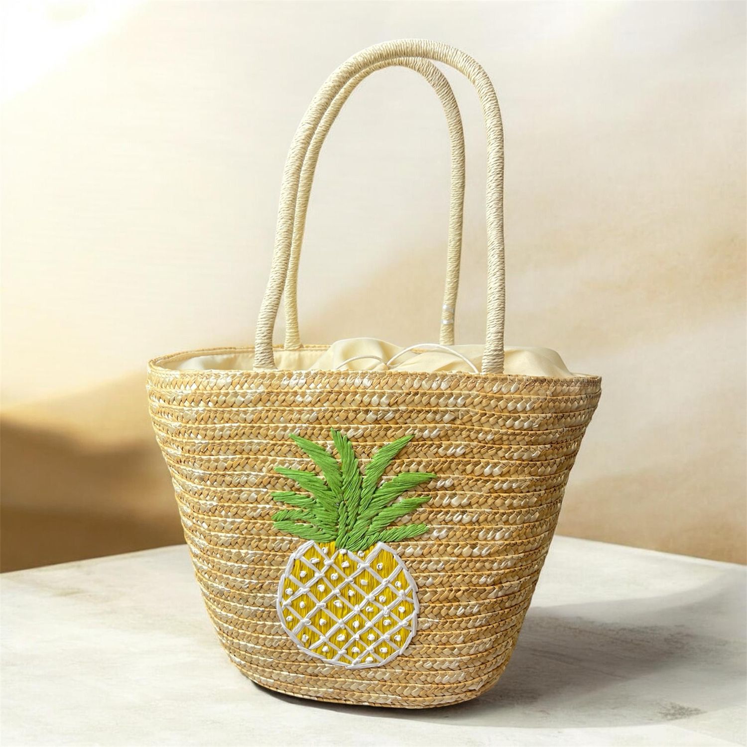 Raffia Bucket Bag - Pineapple