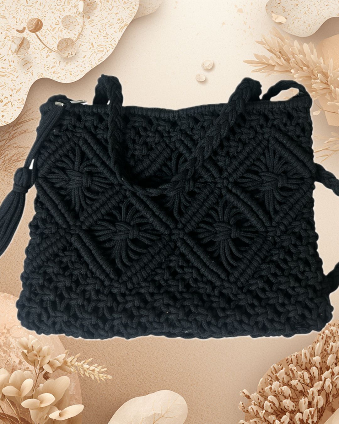 Crochet Envelope Bag - Black