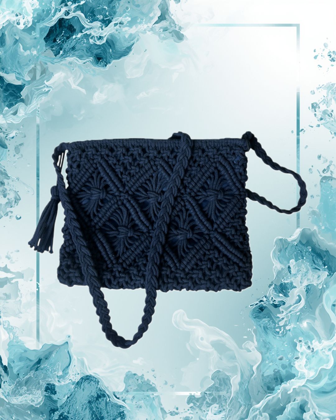 Crochet Envelope Bag - Navy