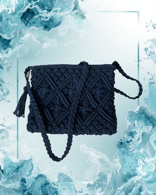 Crochet Envelope Bag - Navy