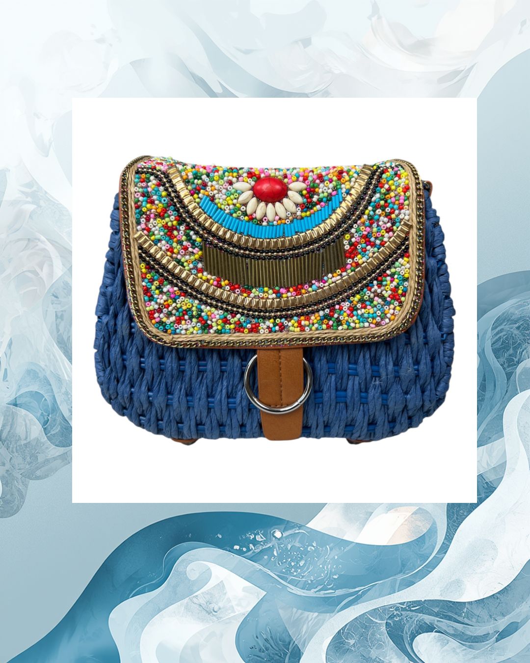 Beaded Box Bag - Blue