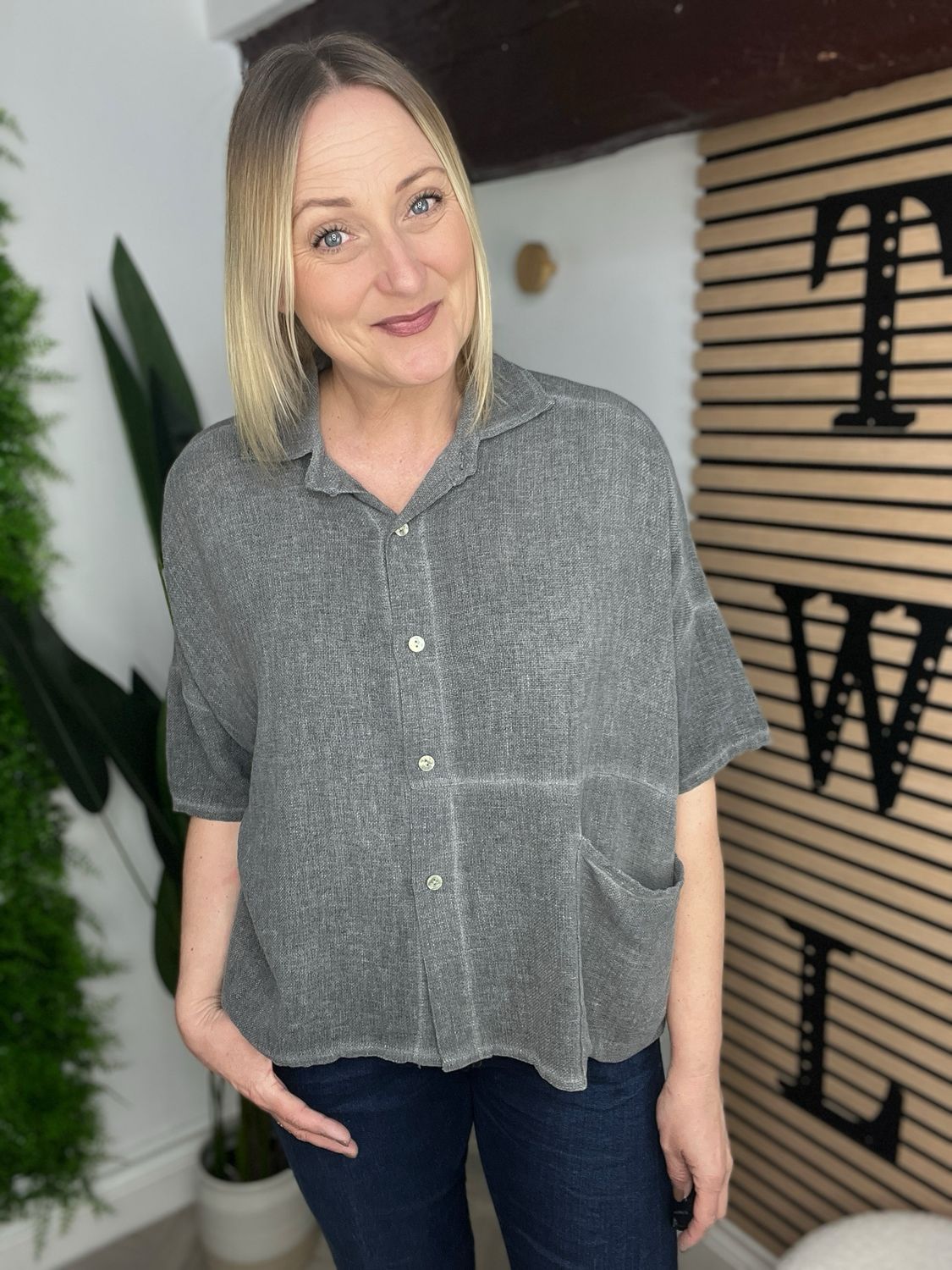 Box Button Shirt - Storm Grey