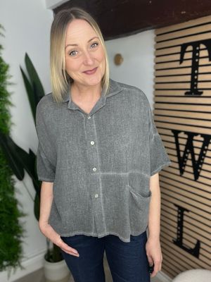 Box Button Shirt - Storm Grey