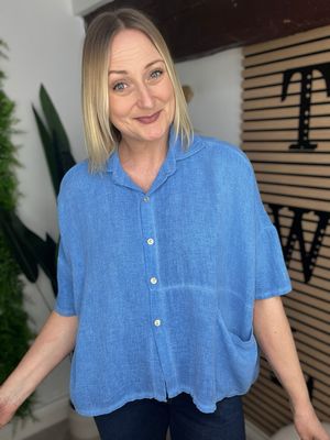 Box Button Shirt - Cornflower