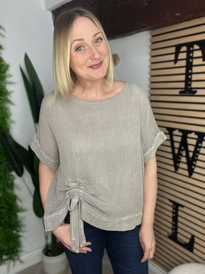 Teabag Ruched Cotton Top - Cappuccino Teabag Ruched Cotton Top - Cappuccino