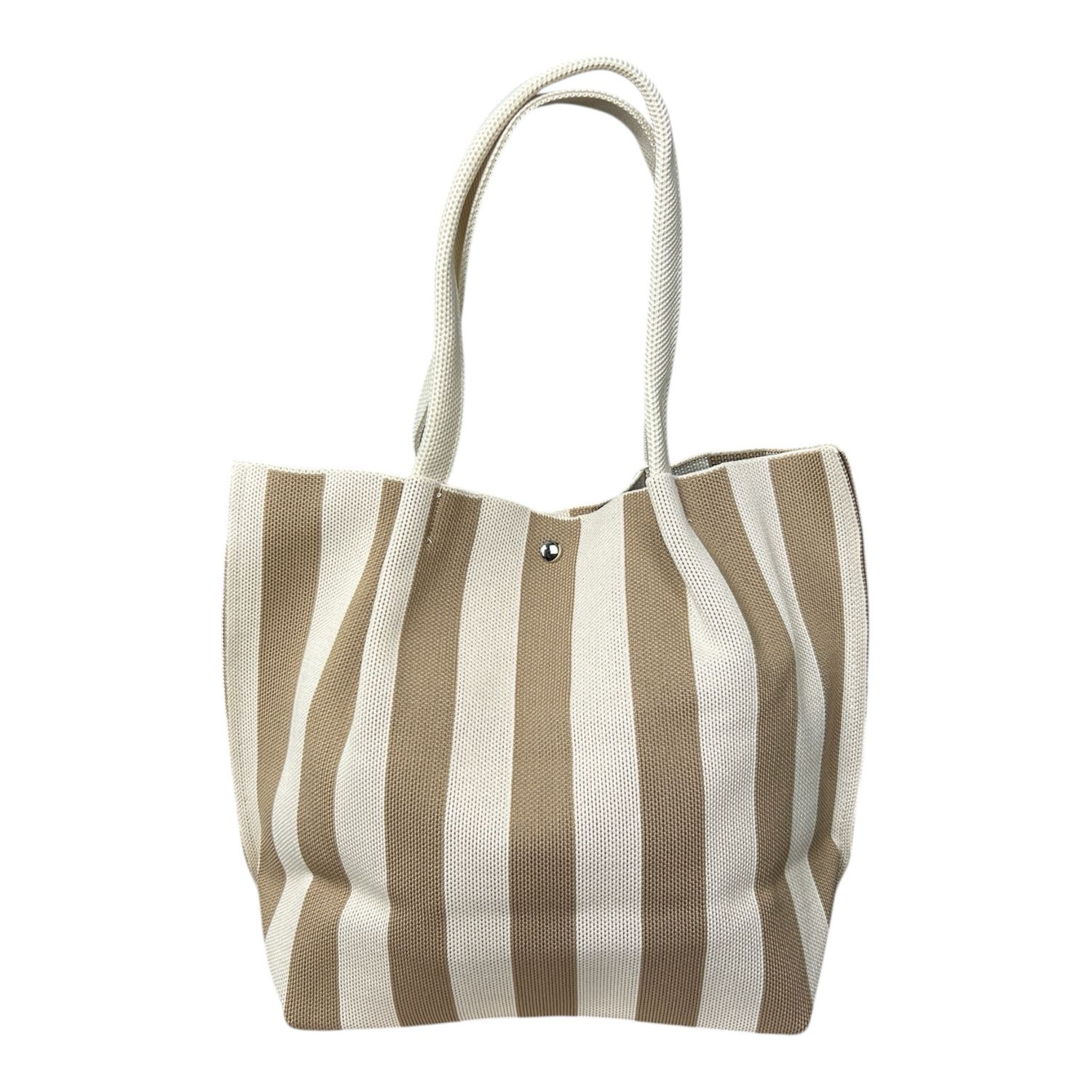 Stripe Tote Bag Medium- Ecru & Stone